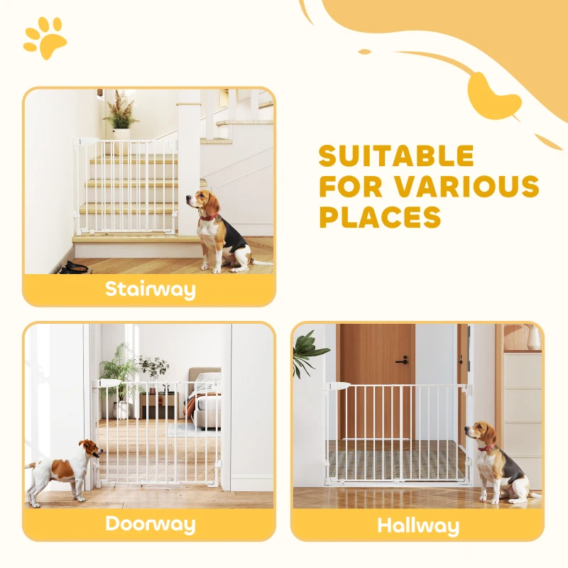 PawHut 29"-44" Wide Dog Gate, 29" H, Pet Gate with Auto-Close, Single Hand Operation, Wall-Mounted, No-Threshold Design