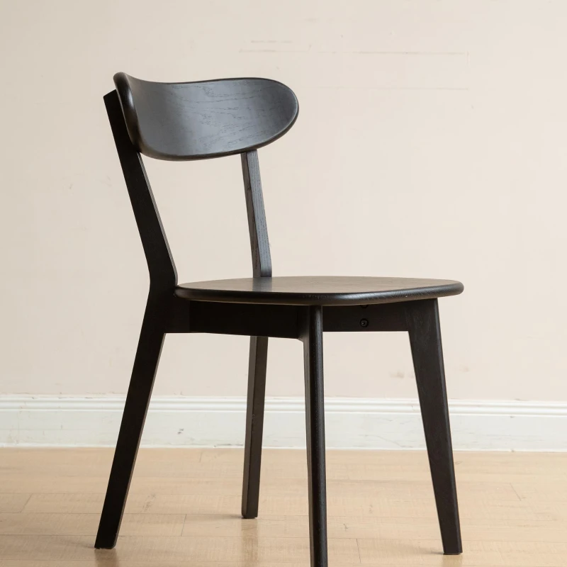 Solid Dining Chair with Ergonomic Curved Back & Removable Cover, Durable Chair with Non-Slip Feet, 18.5″ L x 22″ W x 30.5″ H, Black