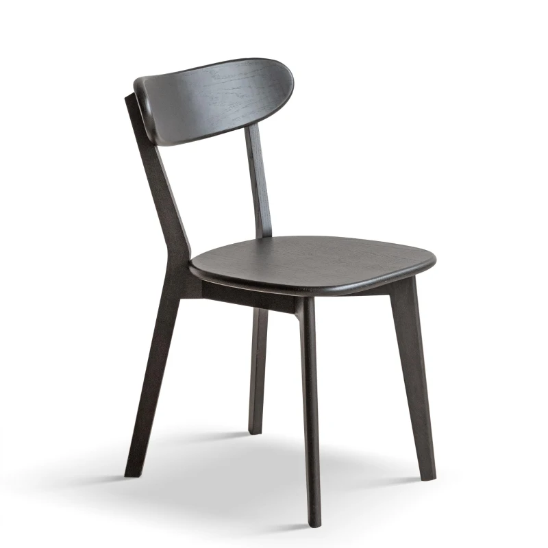 Solid Dining Chair with Ergonomic Curved Back & Removable Cover, Durable Chair with Non-Slip Feet, 18.5″ L x 22″ W x 30.5″ H, Black