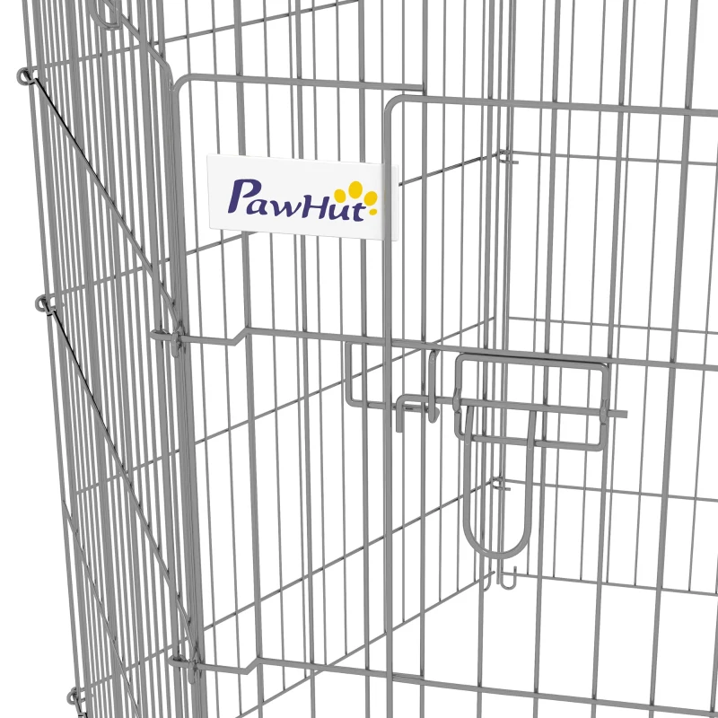 PawHut 36inch 8-Panel Dog Playpen Octagon Pet Exercise Playpen Crate Foldable Dog Cage Pen Puppy Kennel, Black