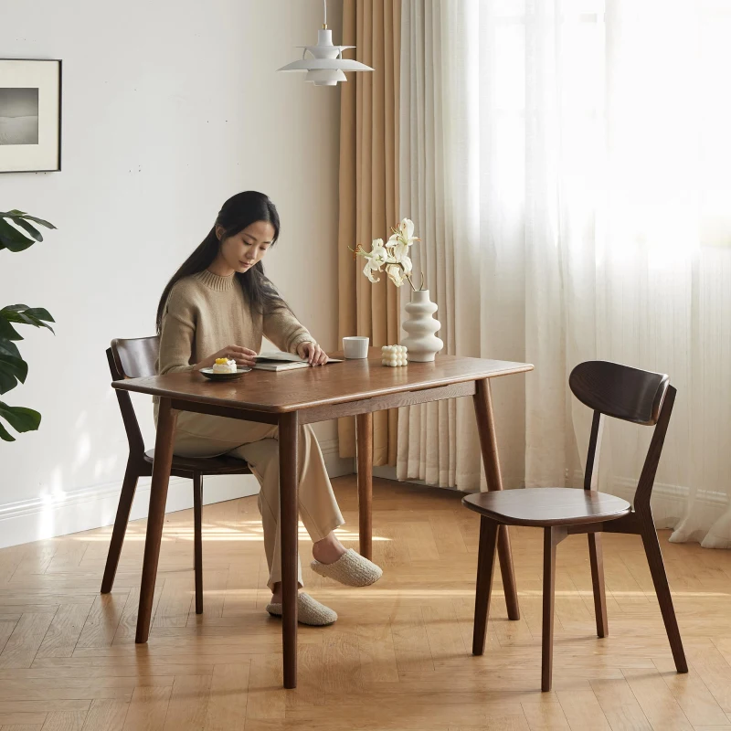 4-Piece Dining Chair Set with Ergonomic Curved Back, Comfortable Side Chair Set with Rounded Edges, 19.5″ L x 18.5″ W x 31.5″ H, Walnut