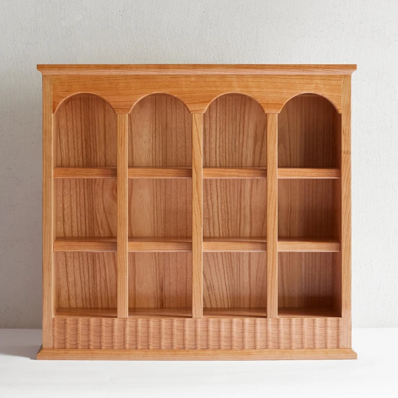 Solid Cup Storage Rack with Ample Shelving & Eco-Friendly Finish, Durable Cabinet for Dining Space, 24.5″ L x 6″ W x 22″ H, Natural Cherry
