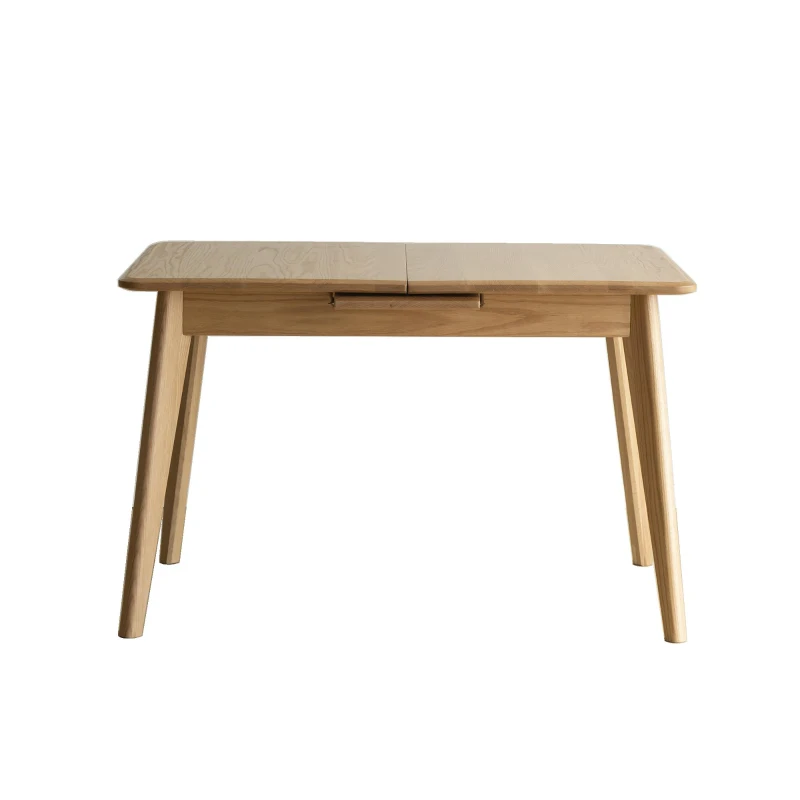 Extendable Dining Table with Diagonal Legs & Rounded Corners, Versatile Kitchen Table for 6-8 People, 59″ L x 31.5″ W x 29.5″ H, Light Oak