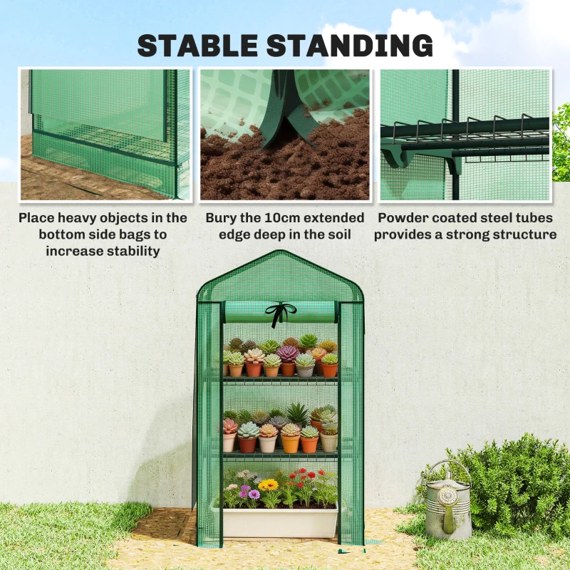 Outsunny Mini Greenhouse with Screen Roof, Portable Small Greenhouse with Roll-Up Zipper Door, 27.6" x 19.7" x 50", Green