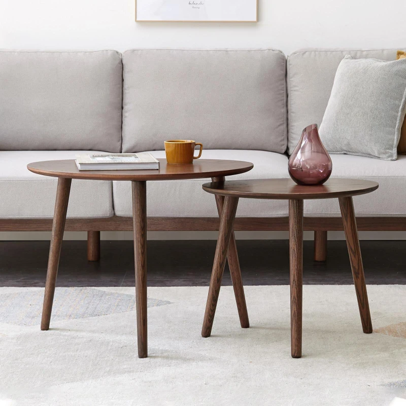 Stable Coffee Table with Mid-Century 2-Tier Staggered Design, Sturdy Center Table for Living Room, 33.5″ L x 23″ W x 15.5″ H, Walnut