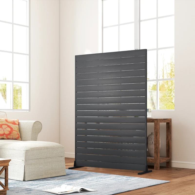 Outsunny HDPE Outdoor Privacy Screen, 47.2"W x 68.5"H Decorative Privacy Fence Screen with Stand and 6 Panels, Black