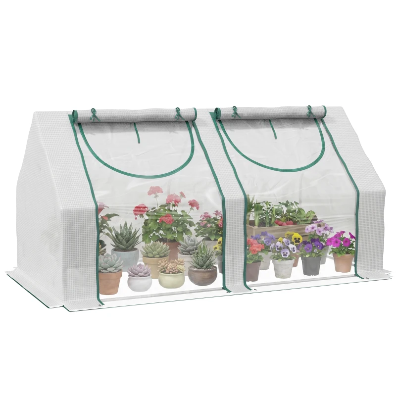 Outsunny 6' x 3' x 3' Portable Greenhouse, Garden Hot House with Two PE/PVC Covers and 2 Roll Up Windows, Clear