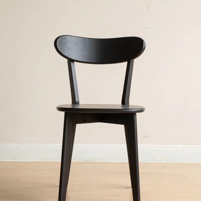 Solid Dining Chair with Ergonomic Curved Back & Removable Cover, Durable Chair with Non-Slip Feet, 18.5″ L x 22″ W x 30.5″ H, Black