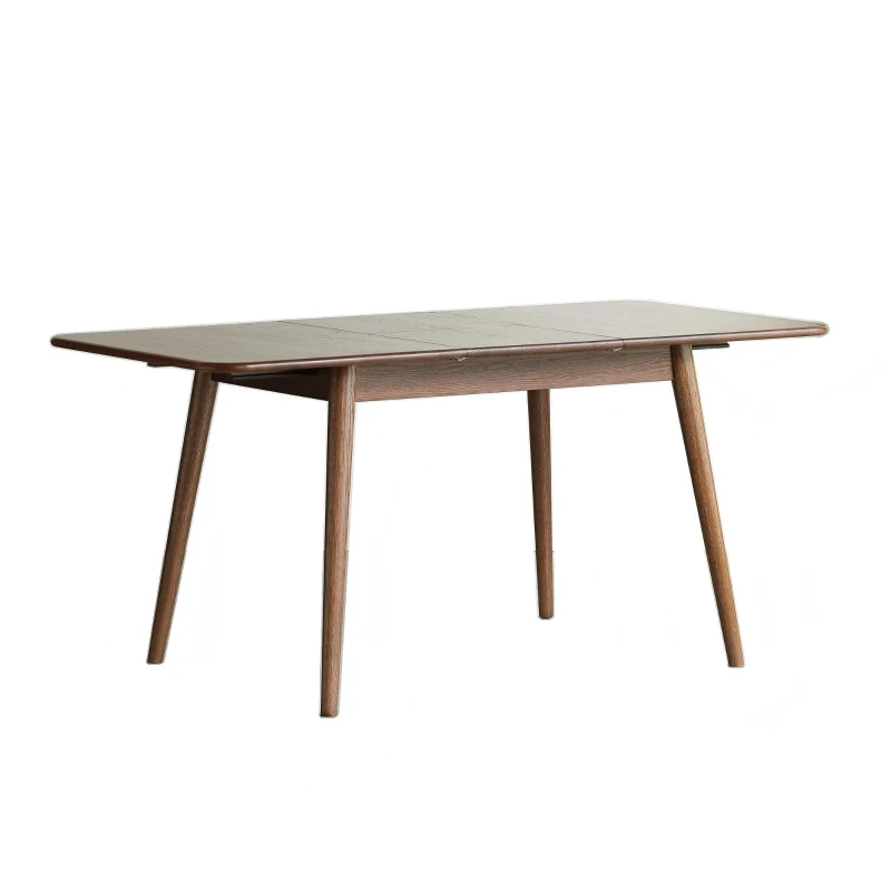 Extendable Dining Table with FAS-Grade Wood and Telescopic Top, Sturdy Center Table with Diagonal Legs, 63″ L x 31.5″ W x 29.5″ H, Walnut