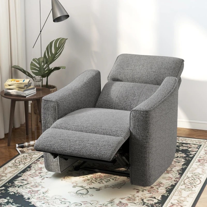 HOMCOM Power Recliner Chair, Chenille Upholstered Recliner Chair with USB Ports, Footrest, Dark Grey