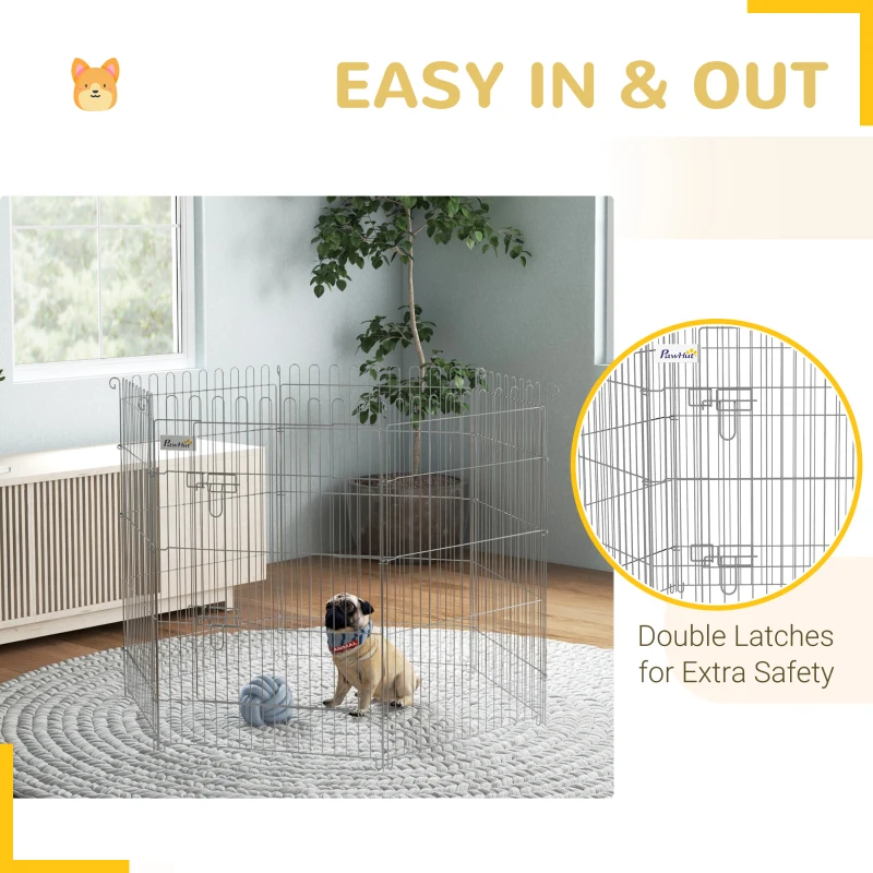 PawHut 36inch 8-Panel Dog Playpen Octagon Pet Exercise Playpen Crate Foldable Dog Cage Pen Puppy Kennel, Black