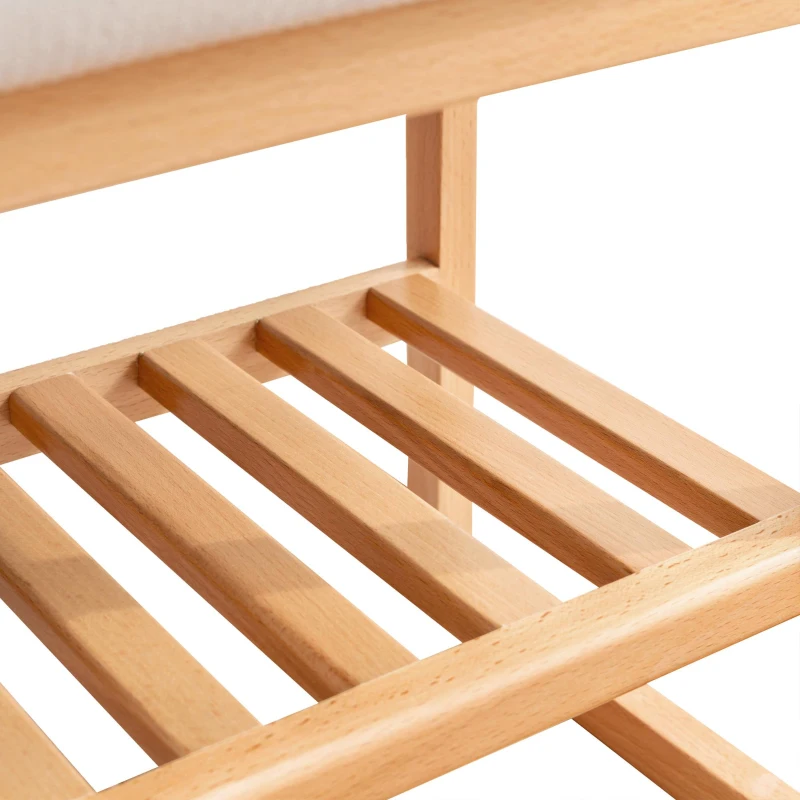 Versatile Shoe Bench with Memory Foam Cushion, Sturdy Shoe Rack with 2-Tier Shoe Storage, 23.5″ L x 12″ W x 16.5″ H, Natural