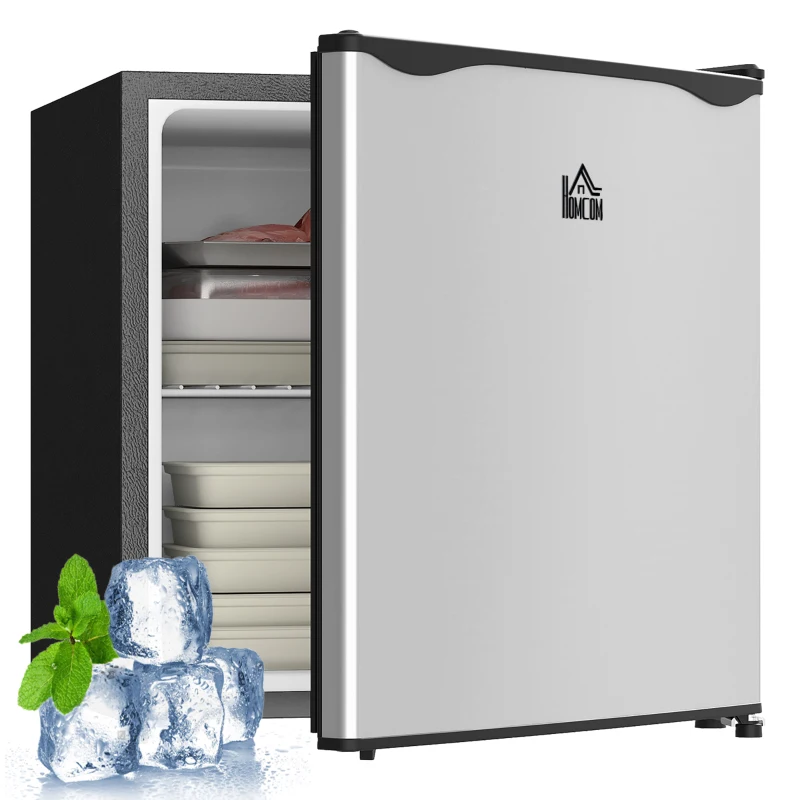 HOMCOM 1.1 Cu.Ft Countertop Mini Freezer, Compact Upright Freezer with Removable Shelves, Silver