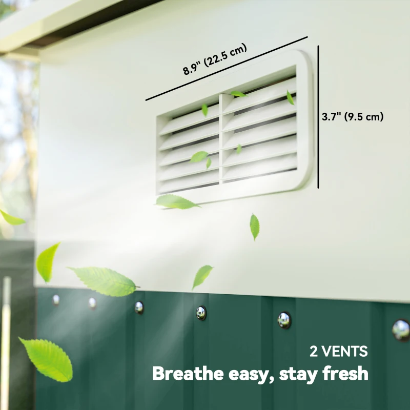 Outsunny 11' x 9' Steel Garden Storage Shed, Outdoor Metal Tool House with Double Sliding Doors & 2 Air Vents, Green