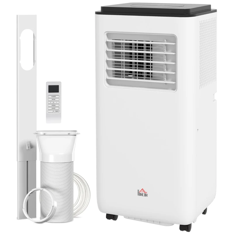 HOMCOM 10,000 BTU Moible Air Conditioner 440 Sq. Ft., Dehumidifier Fan Auto Sleep with 24H Timer On/Off, Window Kit, White