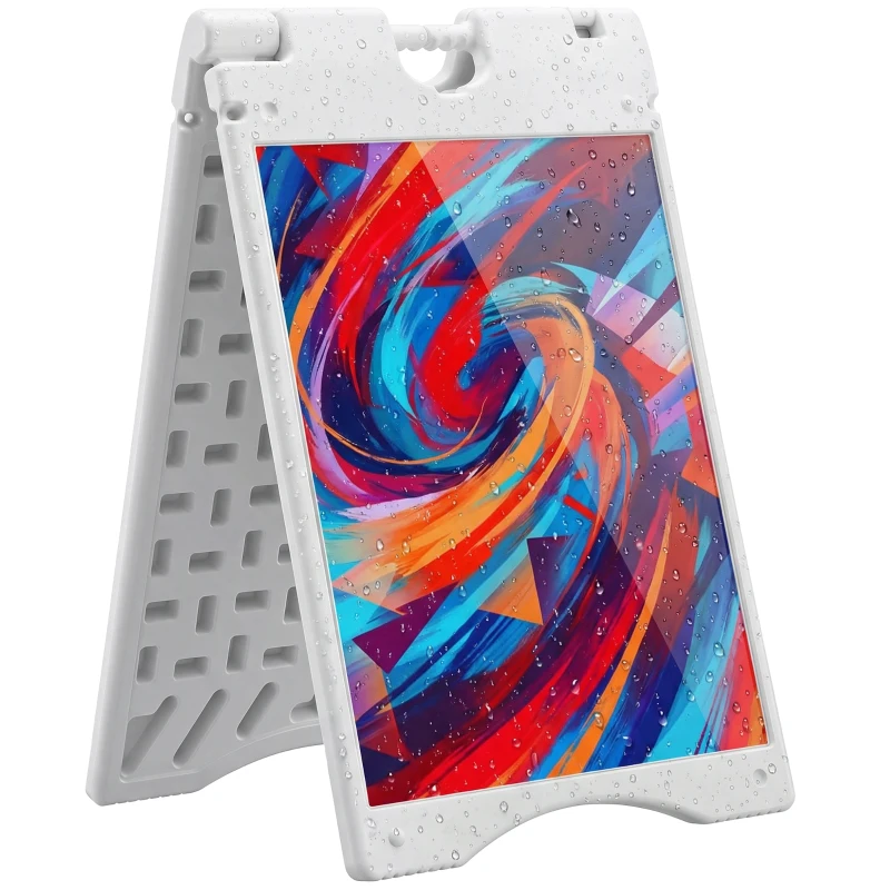 Vinsetto A Frame Sandwich Board Signs Outdoor 22" x 28" Sidewalk Sign with Weighted Tank & Weatherproof Design, White