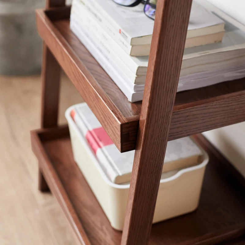 3-Tier Storage Shelf with Ladder-Style Shoe Rack, Waterproof Ladder Shelf with Easy-Clean Finish, 17.5″ L x 12.5″ W x 31.5″ H, Walnut