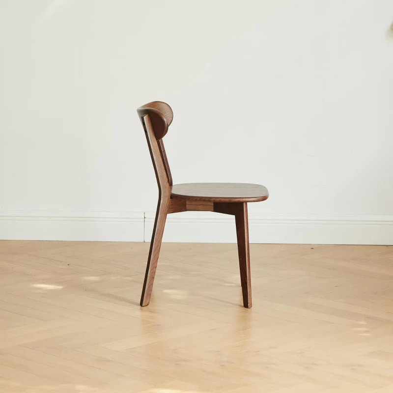 Set of 2 Dining Chairs with Curved Ergonomic Back, Comfortable Side Chairs with Wide Seat, 19.5″ L x 18.5″ W x 31.5″ H, Walnut