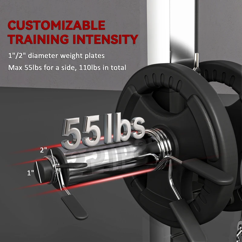 Soozier Power Cage Power Rack with 15-Level Squat Rack, Cable Pulley System, Pull up Stand and Push up Stand