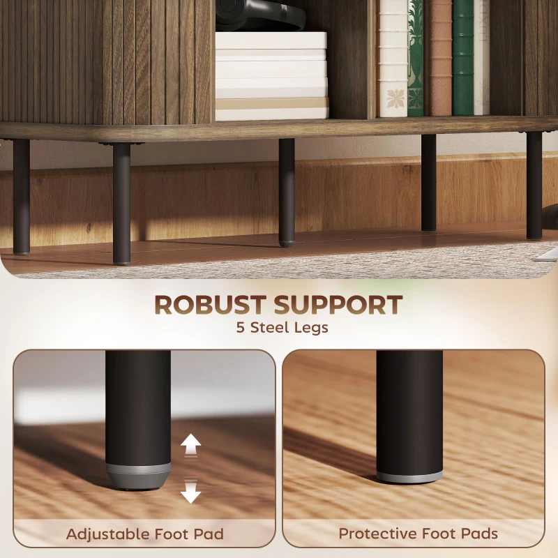 HOMCOM 35.4" Sideboard Buffet Cabinet with Storage, Nordic Coffee Bar Cabinet with Slatted Tambour Doors and Metal Legs, Walnut