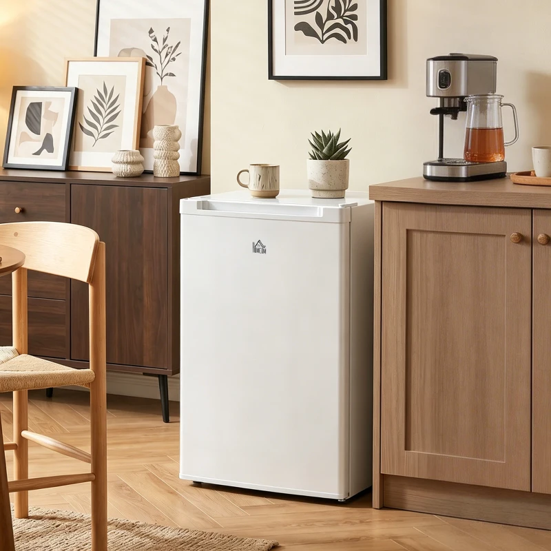 HOMCOM Upright Freezer, 3 Cu.Ft Mini Freezer with Reversible Single Door, Adjustable Thermostat for Home, Dorm, White
