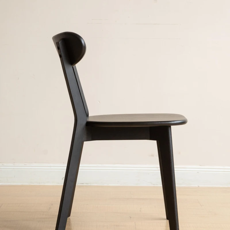 Solid Dining Chair with Ergonomic Curved Back & Removable Cover, Durable Chair with Non-Slip Feet, 18.5″ L x 22″ W x 30.5″ H, Black