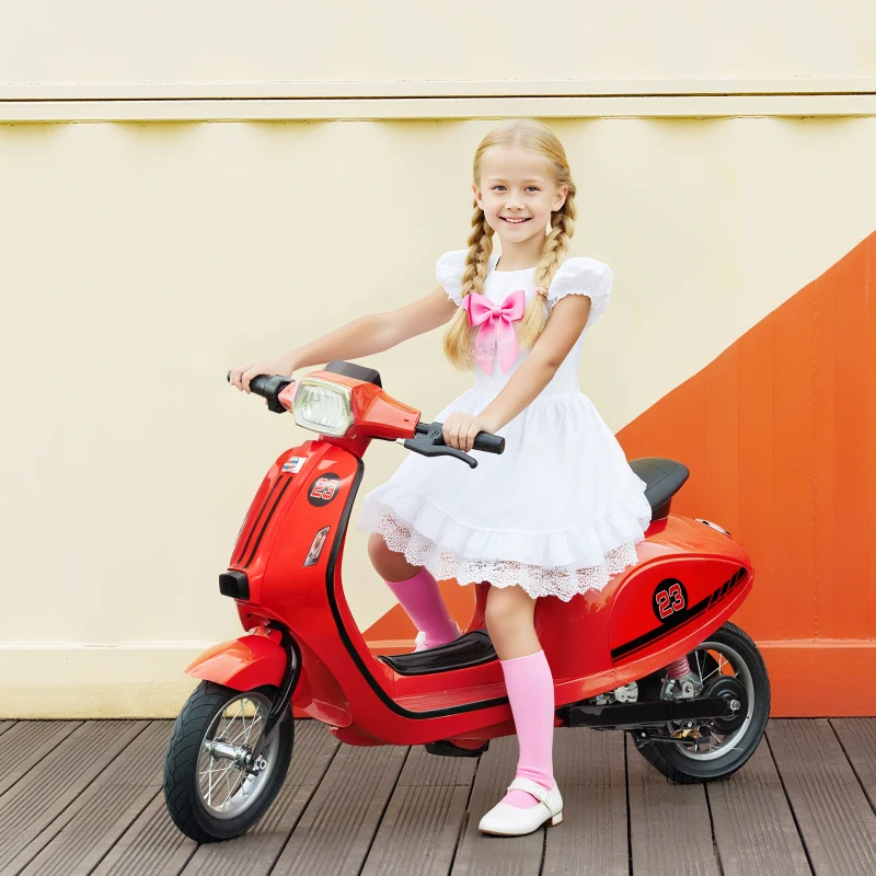 Qaba 24V Kids Motorcycle with 3-Speed, Electric Motorcycle with Rear Suspension and LED Lights for 8-12 Years Old, Red