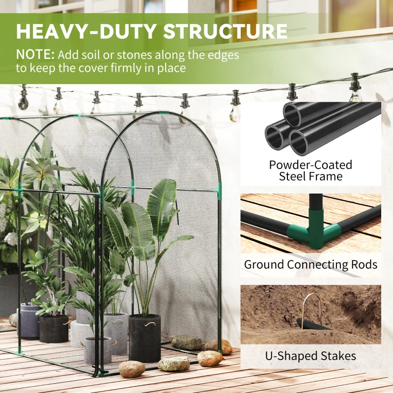 Outsunny Crop Cage, 6' x 3' x 5' Large Plant Protection Tent with Zippered Door, Outdoor Garden Cage, Black