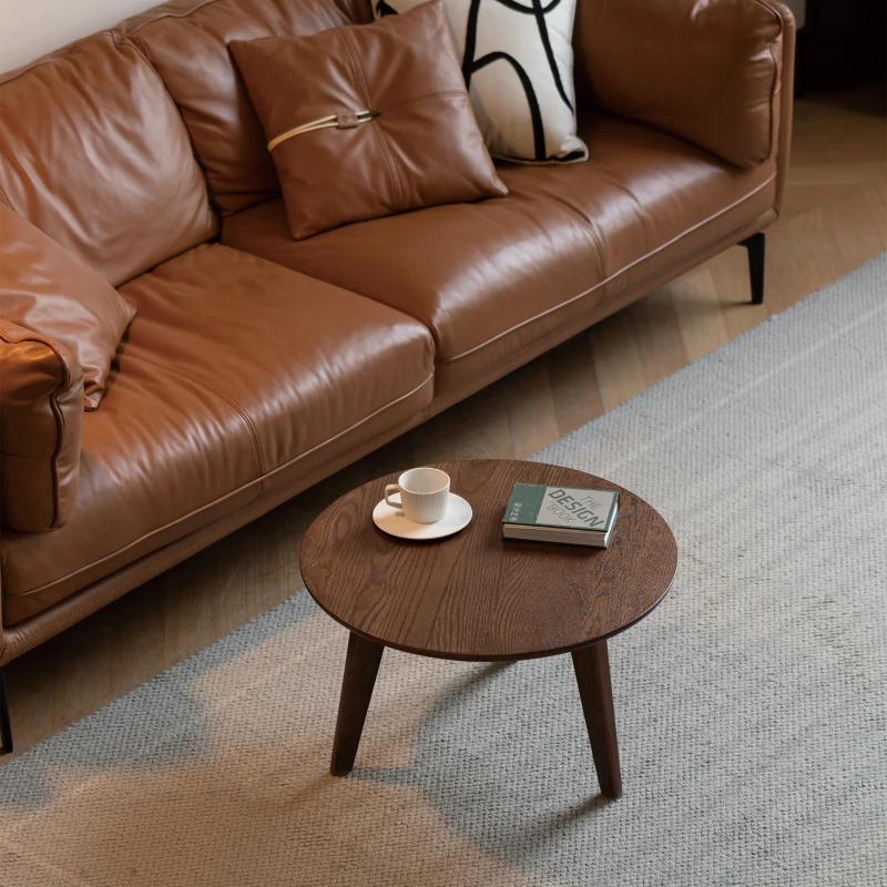 Mid Century Coffee Table with 2-Tier Design & Non-Toxic Finish, Low-Profile Side Table for Living Room, 23.5″ L x 23.5″ W x 13.5″ H, Oak