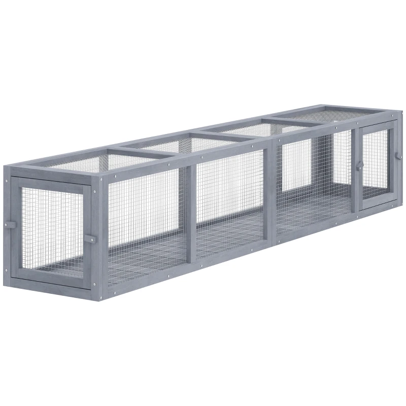 PawHut 79" Long Cat Tunnel, Cat shelter L- Shape with Extendable Design for Indoor/Outdoor Use with Removable Door, Light Grey
