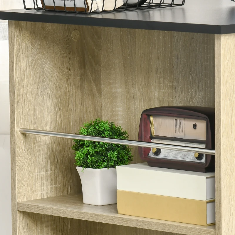 HOMCOM Bar Table Counter Height Dining Table with 3 Storage Shelves for Kitchen, Dining Room, Living Room, Natural