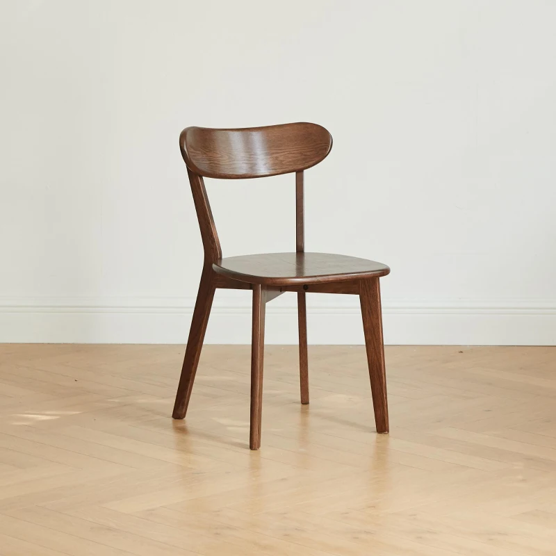 Set of 2 Dining Chairs with Curved Ergonomic Back, Comfortable Side Chairs with Wide Seat, 19.5″ L x 18.5″ W x 31.5″ H, Walnut