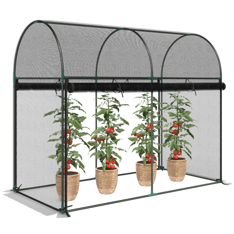 Outsunny Crop Cage, 6' x 3' x 5' Large Plant Protection Tent with Zippered Door, Outdoor Garden Cage, Black