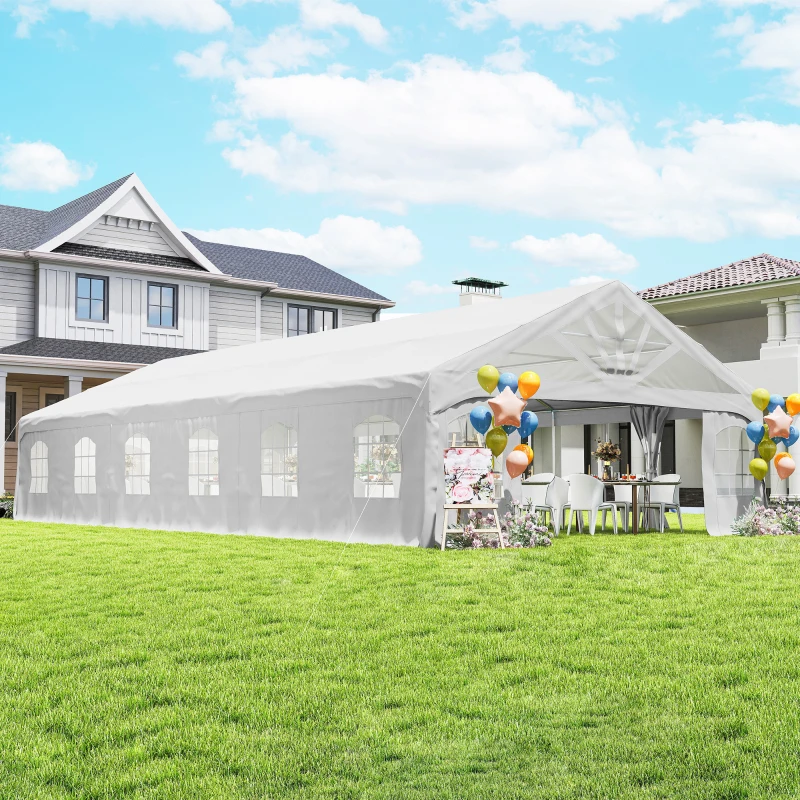 Outsunny Heavy Duty Party Tent, 19.5' x 39' Large Sun Shade Canopy Tent for Parties, Wedding, Events, BBQ Grill, White