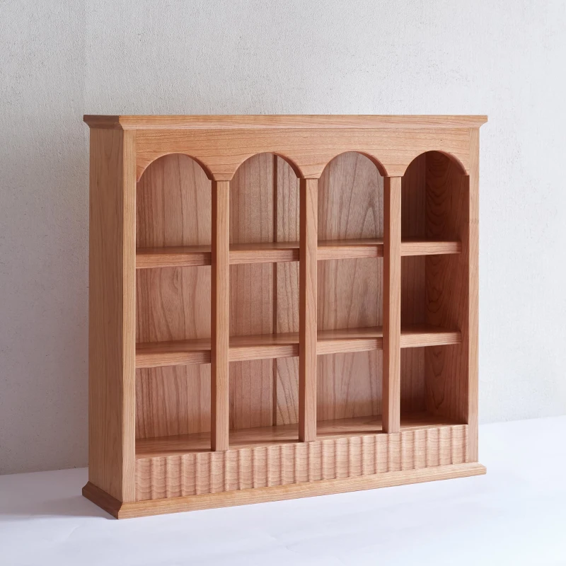 Solid Cup Storage Rack with Ample Shelving & Eco-Friendly Finish, Durable Cabinet for Dining Space, 24.5″ L x 6″ W x 22″ H, Natural Cherry