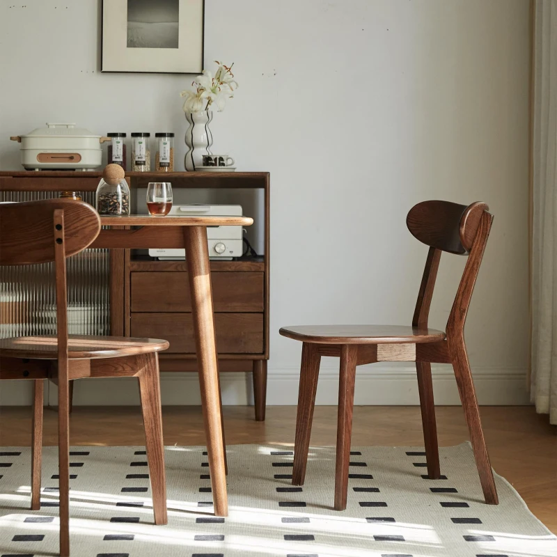 Set of 2 Dining Chairs with Curved Ergonomic Back, Comfortable Side Chairs with Wide Seat, 19.5″ L x 18.5″ W x 31.5″ H, Walnut