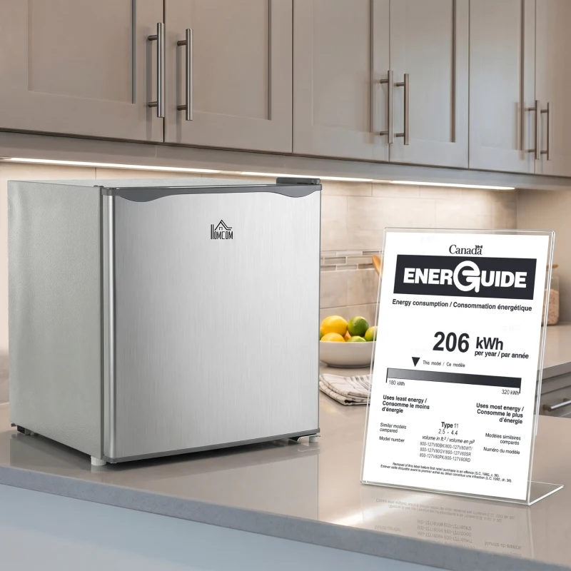 HOMCOM 1.1 Cu. Ft. Mini Freezer, Compact Upright Freezer with Reversible Door, Removable Shelf, Adjustable Temperature, Grey