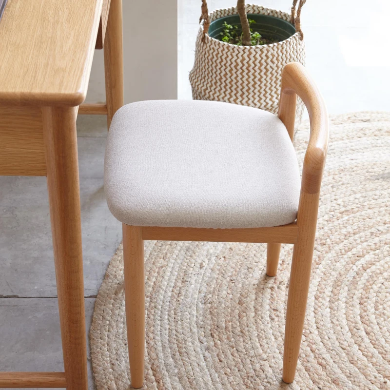 Practical Makeup Stool Bench with Clean-Lined Sturdy Frame, Compact Side Bench for Dining Room, 14″ L x 14.5″ W x 20.5″ H, Natural