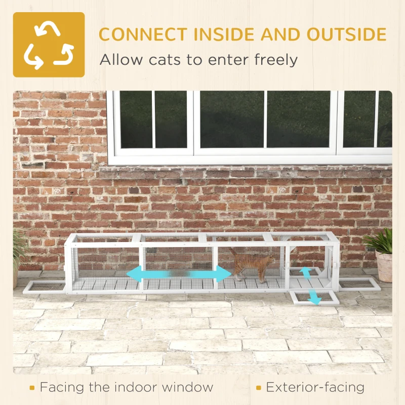 PawHut 79" Long Cat Tunnel, Cat shelter L- Shape with Extendable Design, Cat Enclosure for Indoor/Outdoor Use, White