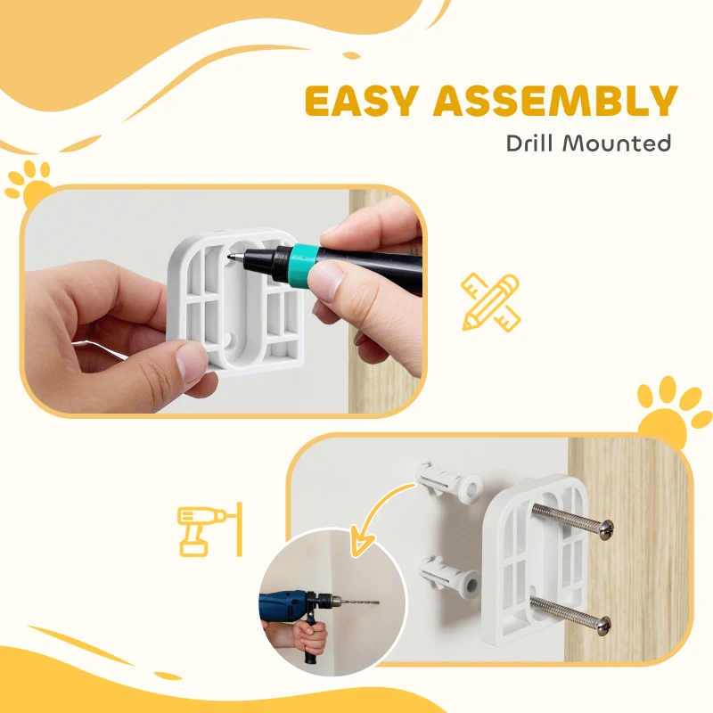 PawHut 29"-44" Wide Dog Gate, 29" H, Pet Gate with Auto-Close, Single Hand Operation, Wall-Mounted, No-Threshold Design