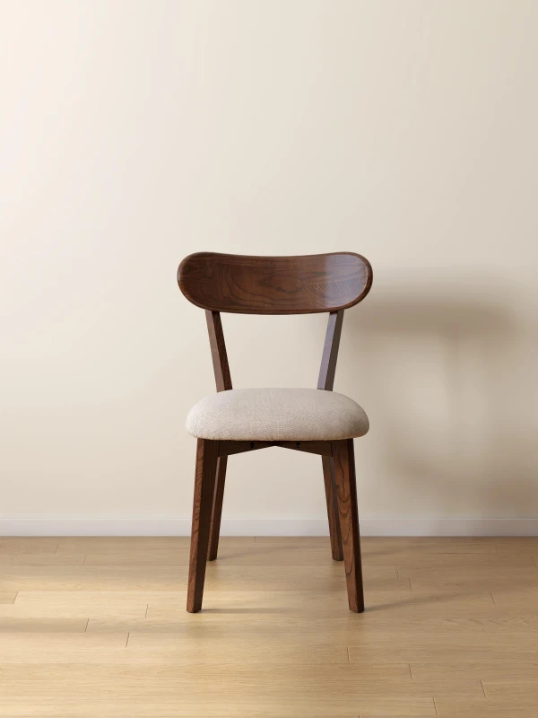 Set of 2 Solid Dining Chairs with Upholstered Removable Seat Cover, Ergonomic Stool for Living Areas, 18.5″ L x 22″ W x 30.5″ H, Walnut Brown