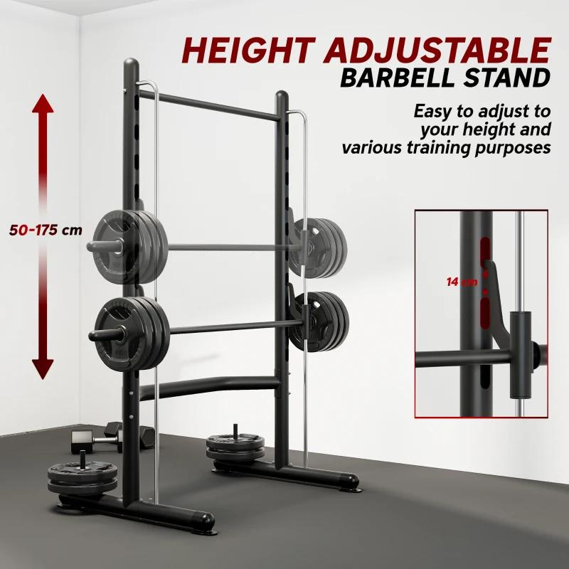 Soozier Squat Rack with Pull Up Bar and Barbell Bar Adjustable Bench Press Multi-Function Weight Lifting Half Rack Black