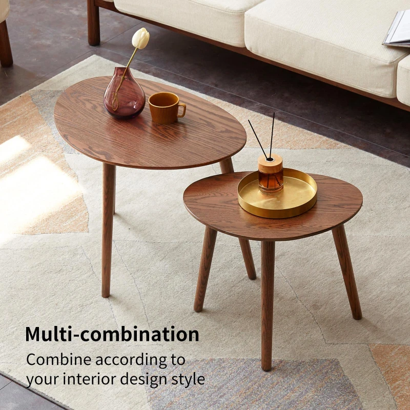 Stable Coffee Table with Mid-Century 2-Tier Staggered Design, Sturdy Center Table for Living Room, 33.5″ L x 23″ W x 15.5″ H, Walnut