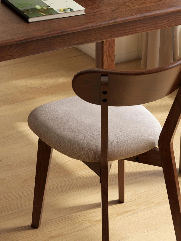 Set of 2 Solid Dining Chairs with Upholstered Removable Seat Cover, Ergonomic Stool for Living Areas, 18.5″ L x 22″ W x 30.5″ H, Walnut Brown
