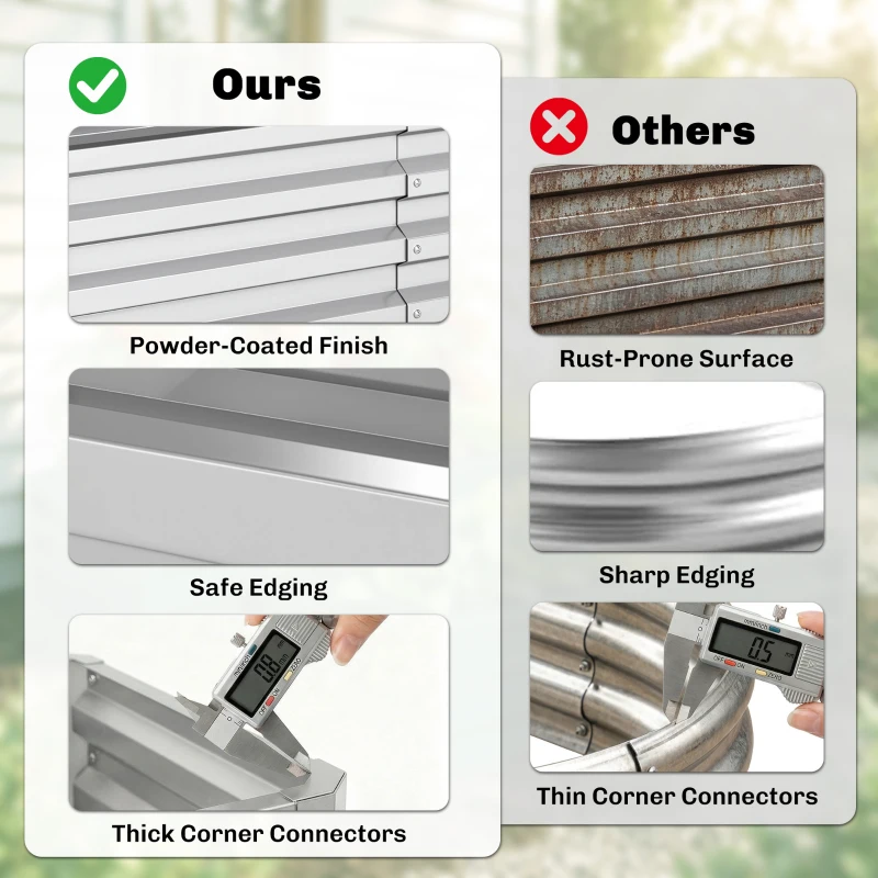 Outsunny Galvanized Raised Garden Bed, 4' x 2' x 1' Metal Planter Box, for Growing Vegetables, Flowers, Herbs, Succulents, Silver