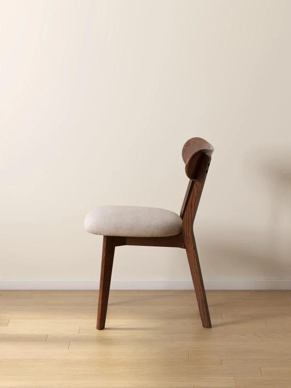 Set of 2 Solid Dining Chairs with Upholstered Removable Seat Cover, Ergonomic Stool for Living Areas, 18.5″ L x 22″ W x 30.5″ H, Walnut Brown