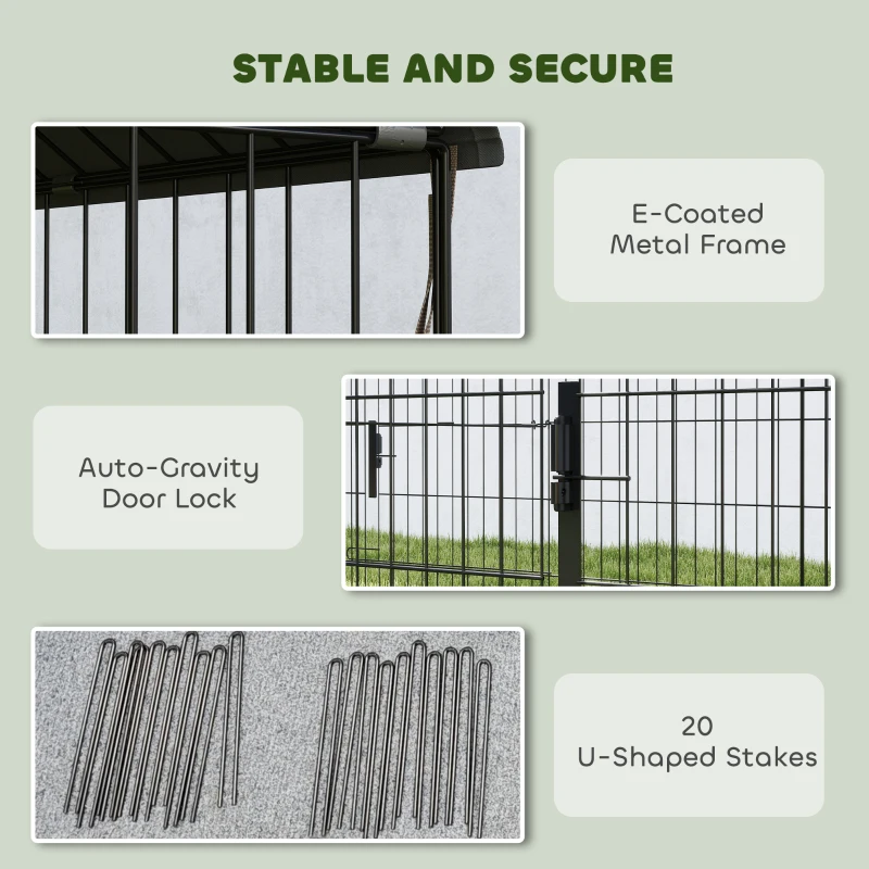 PawHut Metal Chicken Coop, Large Chicken Run with Water-Resistant & Anti-UV Cover for 4-6 Hens, Outdoor Hen House with 6 Doors