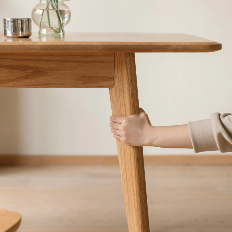 Extendable Dining Table with Diagonal Legs & Rounded Corners, Versatile Kitchen Table for 6-8 People, 59″ L x 31.5″ W x 29.5″ H, Light Oak