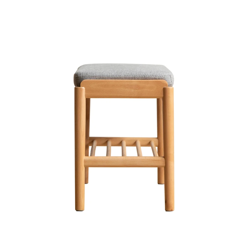 Solid Wood Shoe Bench with High-Rebound Sponge Cushion, Modern Storage Bench with Pine Inner Frame, 23.5″ L x 12″ W x 16.5″ H, Natural