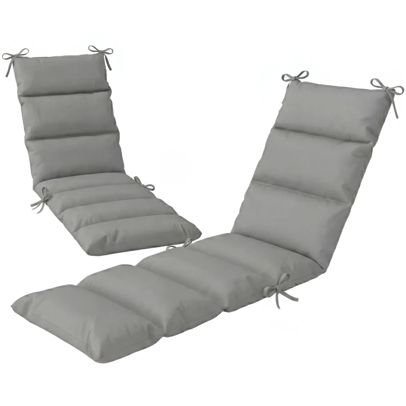 Outsunny Outdoor Lounge Chair Cushion with Zipper Reversible Chaise Lounge Cushion for Patio Indoor/Outdoor Dark Grey